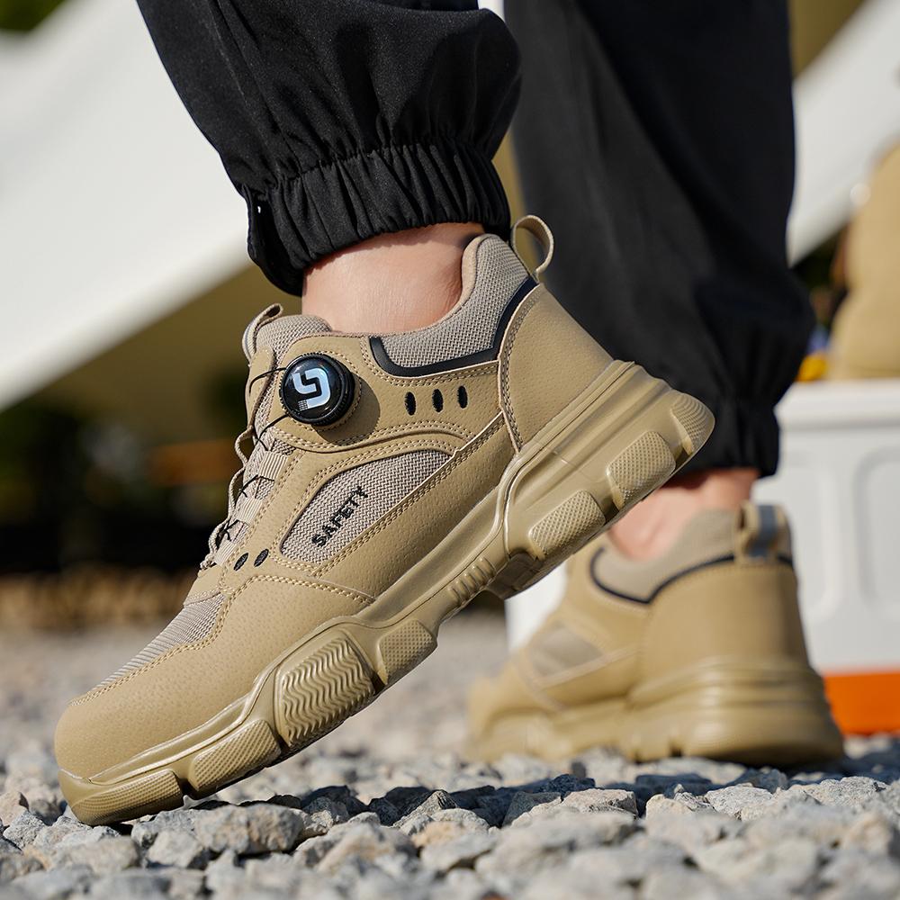 New Rotating Button Men Boots Anti-smash Anti Puncture Safety Shoes Men Work Boots Steel Toe Shoes Security Indestructible Shoes
