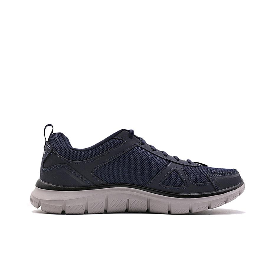 Skechers Track Fabric Synthetic Leather Comfortable Retro Low-Top Lifestyle Casual Shoes Men Sneaker Navy-Blue 52631-NVY