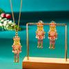 Vintage Soldier King Pendant Earrings Necklace for Women Cute Rhinestone Bells Drop Earring New Year Christmas Jewelry Gift