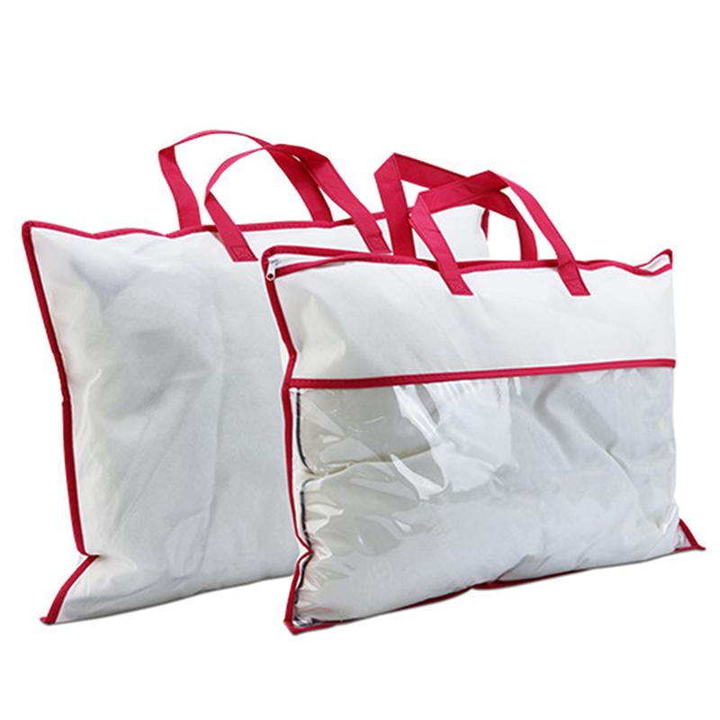 Non-Woven Pillow Quilt Blanket Zipper Dustproof Storage Bag Household Organizer Foldable Bedding Packing Bag Random Color