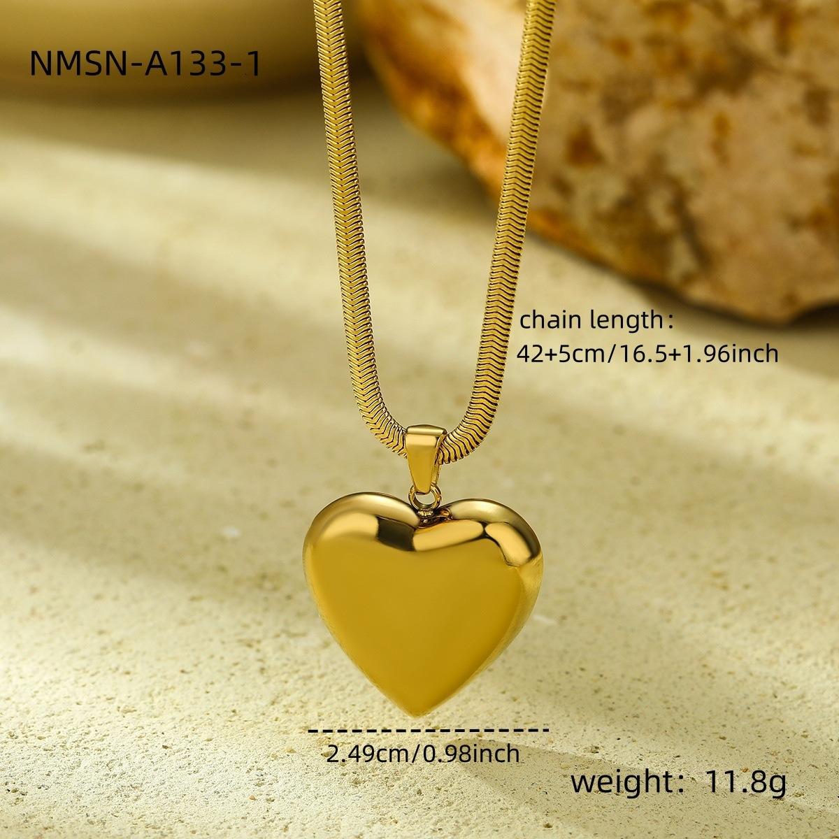 GEMCHIC Women s Heart Shape Stainless Steel Snake Chain Necklace