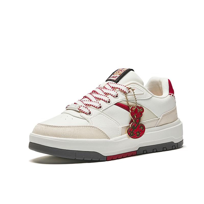 Anta Moon Shadow Cushioning Abrasion Resistant Support Low Top Skateboard Shoes Men's White Red Sneakers