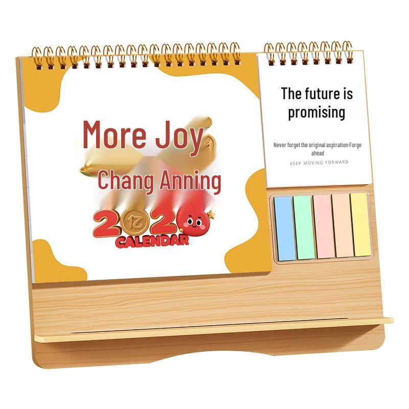 Inspirational Wooden Desk Calendar 2026 with Memo Pad - Customizable Creative Advertising Calendar