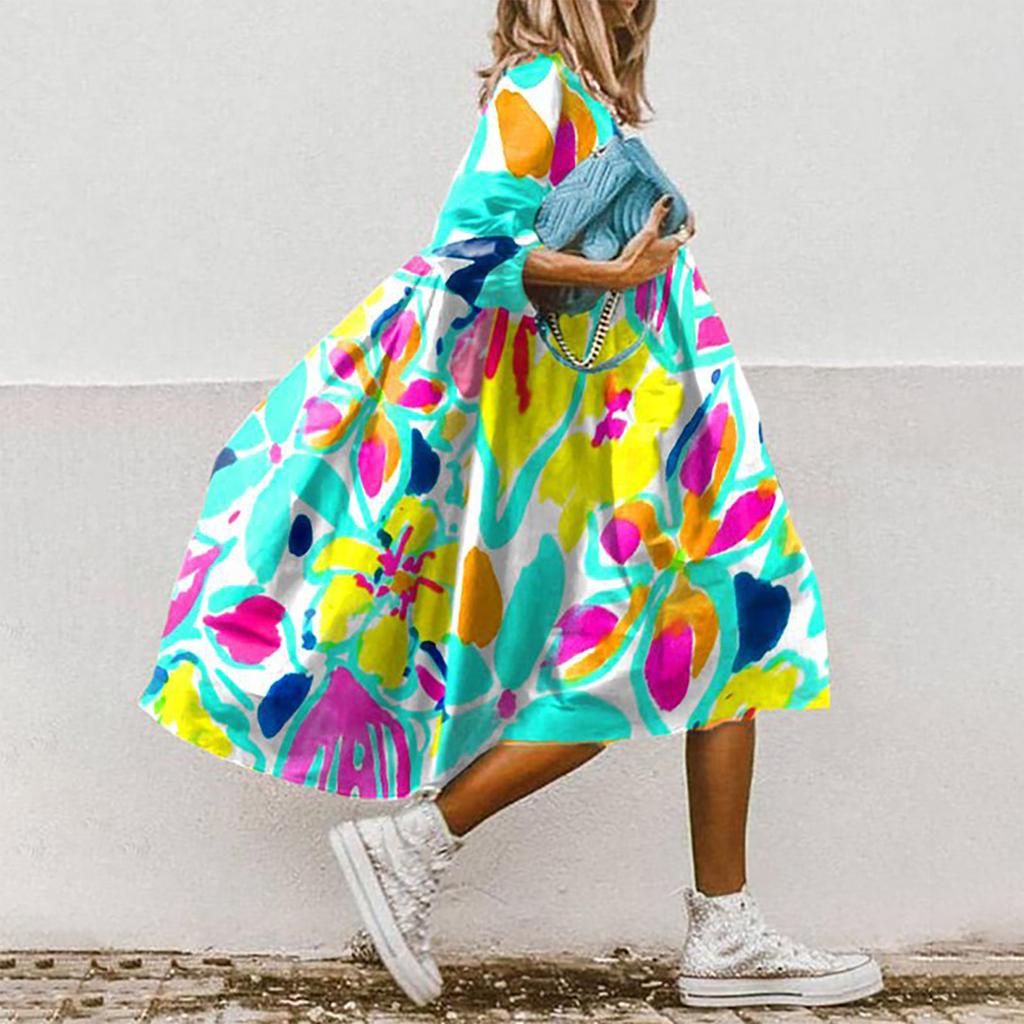 Dámské šaty Letní skládané mini Boho šaty Roztomilé Bez rukávů Splývavé plážové rovné tričko Šaty s kulatým výstřihem