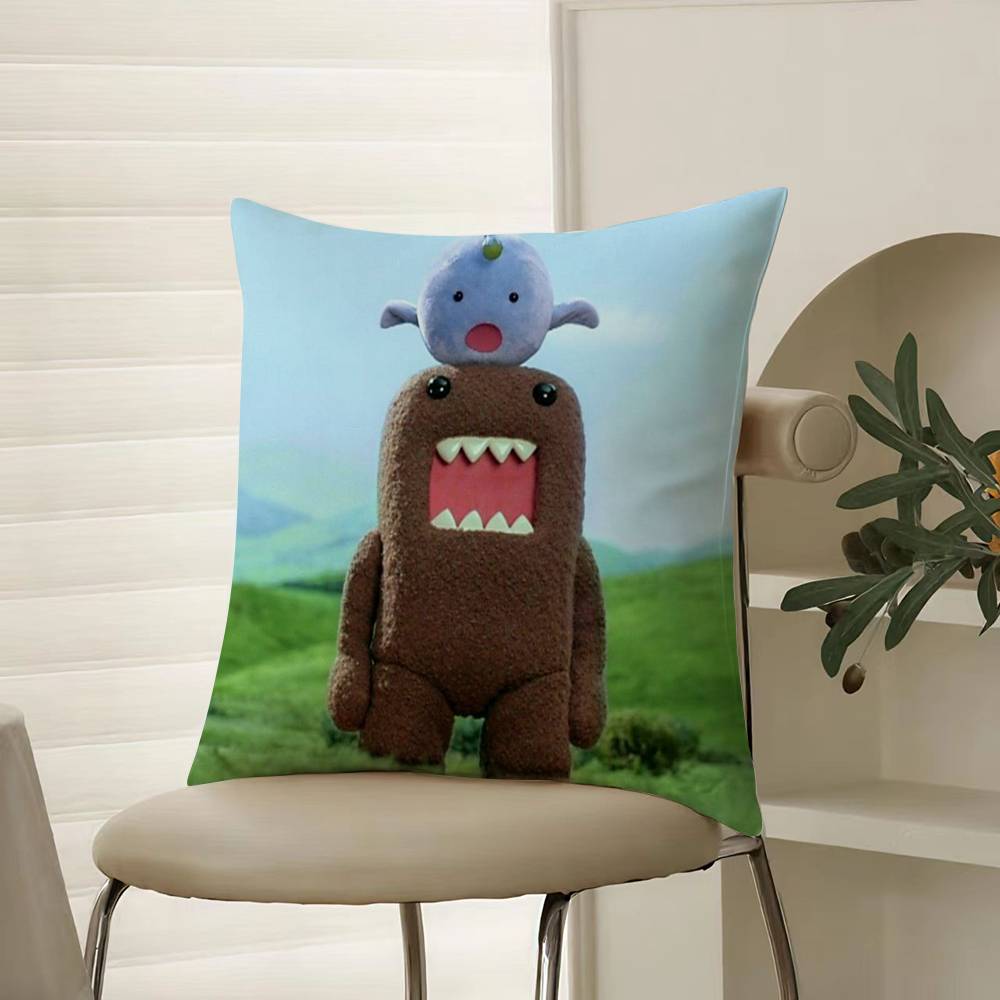 Popular Cartoon Characters Domo-kun-Fun Pillow Case Comfort Sofa Bed Silky Elegant Invisible Zipper Decorative Cushion Cover