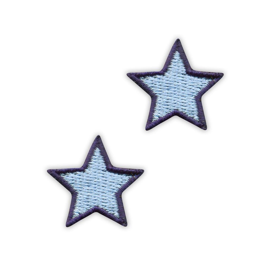 Patchion Set of 2 Little Stars - Light Blue - Self-Adhesive Backing - Embroidered Patch/Badge/Emblem