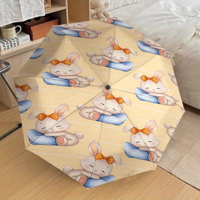 1PC Bunnies Pillow Umbrella-8-Rib Reinforced Portable Folding Travel Suitable for All Seasons Outdoor Daily Use -J0356
