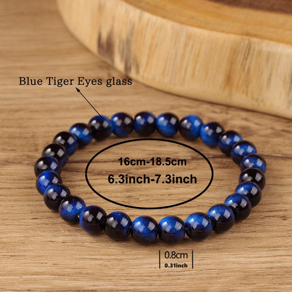 Braccialetto con Perline Pietra Maculata Blu Scuro Regali Festivi Gioielli Minimalisti Naturali di Moda Per Uomo Donna Uso Quotidiano Regalo