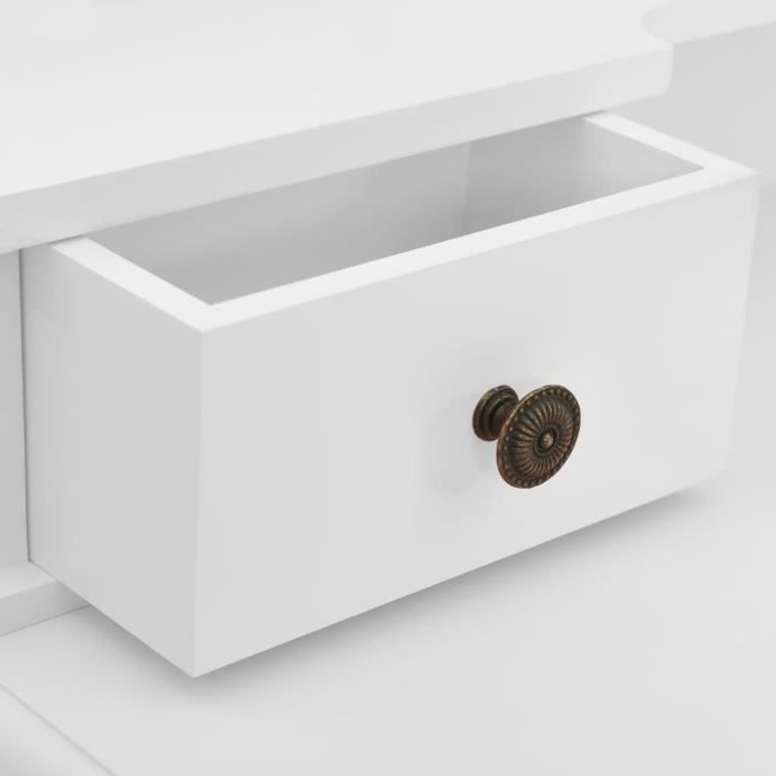 VidaXL Ensemble de coiffeuse avec tabouret Blanc 80x69x141cm Paulownia