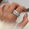 Huitan Luxury Paved Cubic Zirconia Rings for Women Wedding Band Accessories CopperColor Modern Fashionable Female Jewelry Party