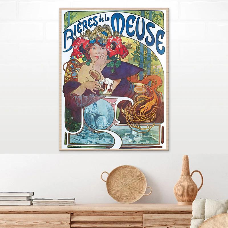 Art Nouveau Retro Poster Abstract Wallpaper Print Canvas Painting Wall Art Picture for Living Room Home Decor Aesthetic Mural