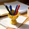 3D Printed Bouquet Pen Holder Planter, Mini Desk Decor with Bow & Artificial Flowers, Multifunctional PLA Craft for Pencil Organizer Pot, Romantic