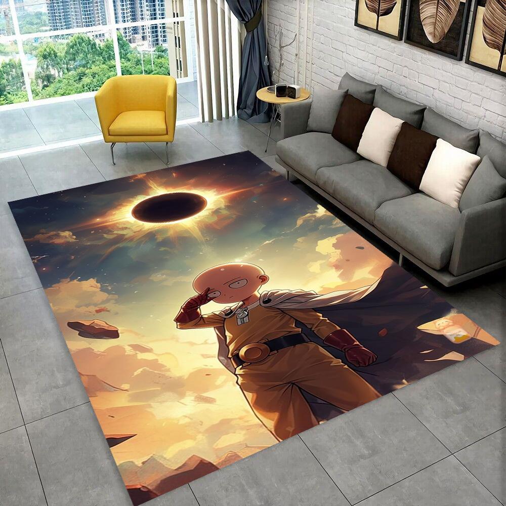 3D One Punch Man Saitama Cartoon Anime Teppich für Wohnzimmer Schlafzimmer Zuhause Sofa Dekoration, Kinder Spiel Rutschfeste Bodenmatte