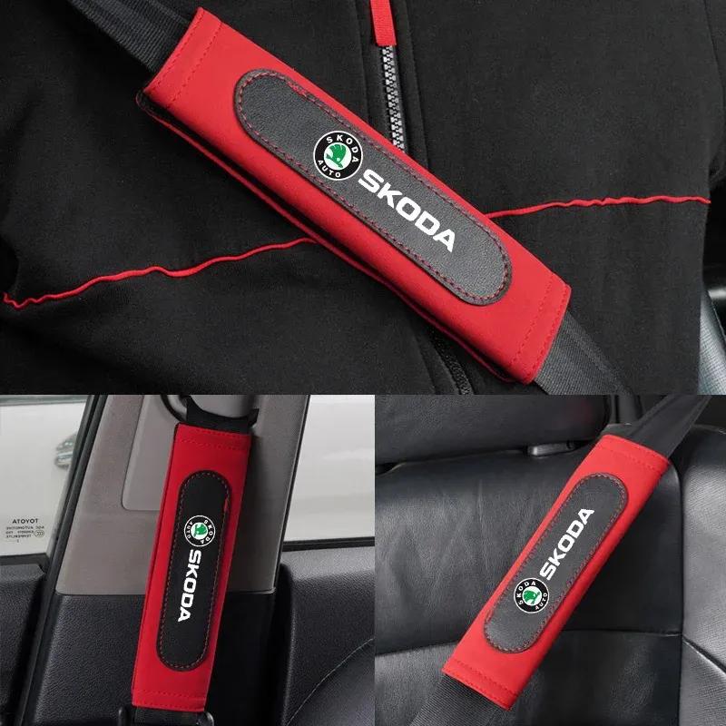 Car Seat Belt Suede Shoulder Covers for Skoda Kodiaq Superb Kamiq Octavia 2 A7 Tour RS Fabia 2 1 Rapid Yeti Karoq Felicia Kodiak