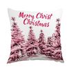 Pink Christmas Throw Pillow Cover Linen Holiday Decoration Living Room Sofa Cushion Cover Cushion Cover Car Decoration