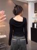 2025 New Trendy Korean Style One-Shoulder Long-Sleeve Top