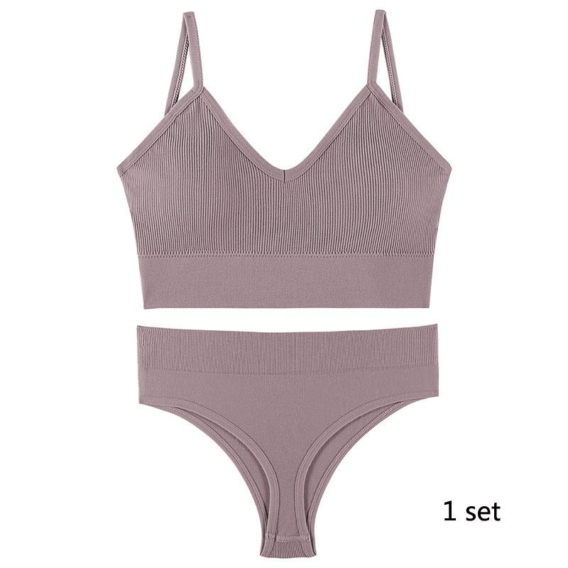 Underwear Set Lingerie Female Sexy Halter Beauty Tank Top Thin Section French Triangle Cup Without Steel Ring Gathered Bra Set