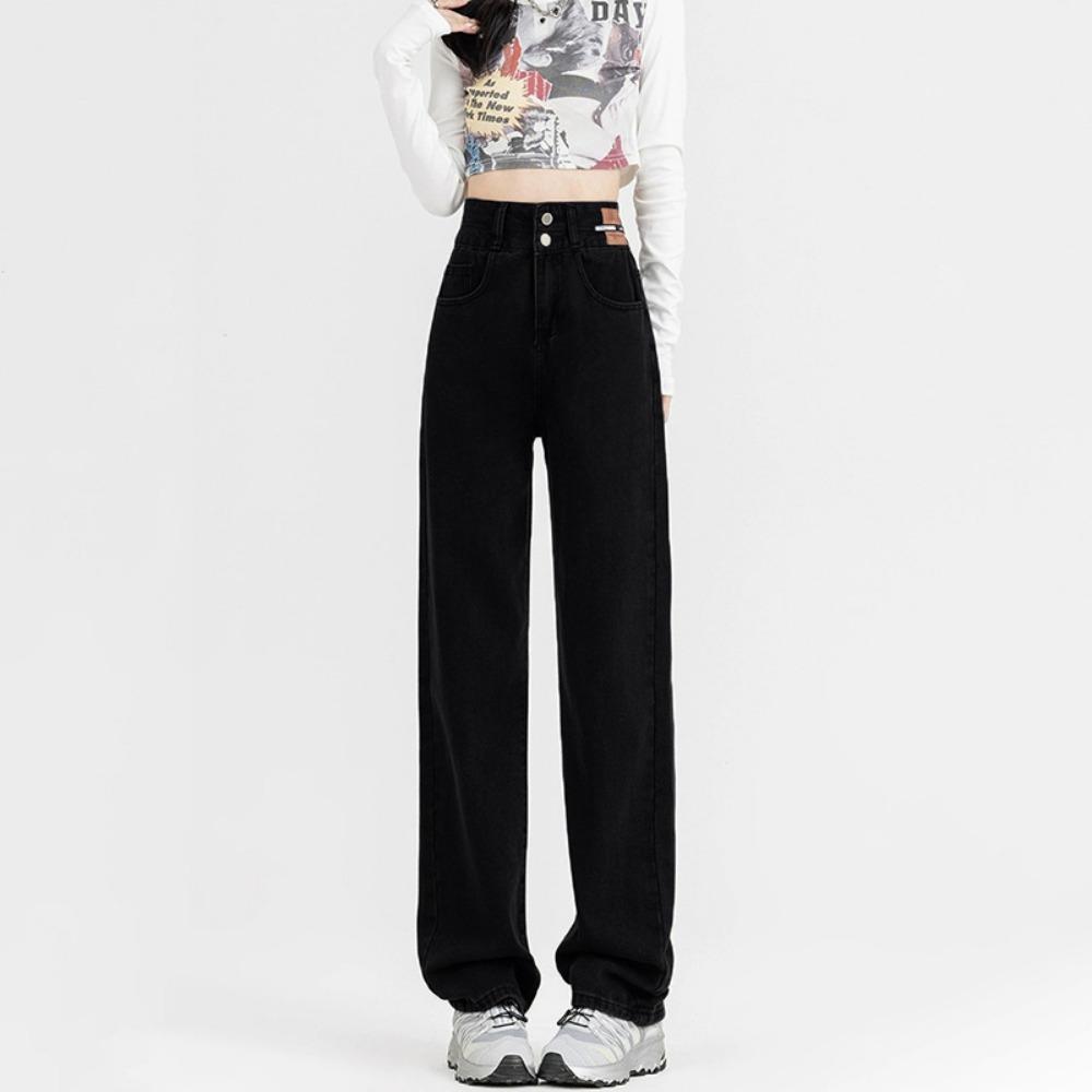 High Waist Wide Leg Jeans Women's Autumn New Small High Street American Retro Versatile Straight Mopping Pants