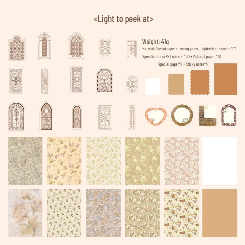 Mu Ran Retro Artistic Notebook Stickers Set - Twilight Sulfuric Acid Paper Pack