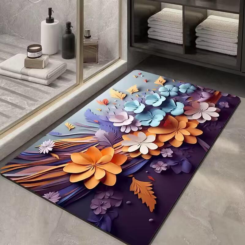 

Легкий роскошный кристальный бархатный коврик для пола в ванной комнате, впитывающий коврик для ног, нескользящий 3D трехмерный коврик для пола 60 * 90cm