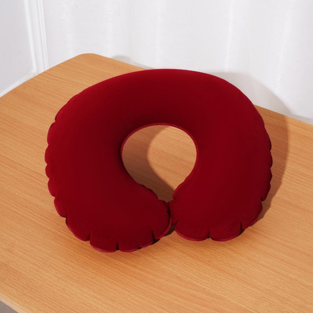 

1 шт. Удобная надувная дорожная подушка для шеи C-образной формы, подушка для самолета, портативная ПВХ-поддержка для головы и шеи, надувная дорожная подушка вино красного