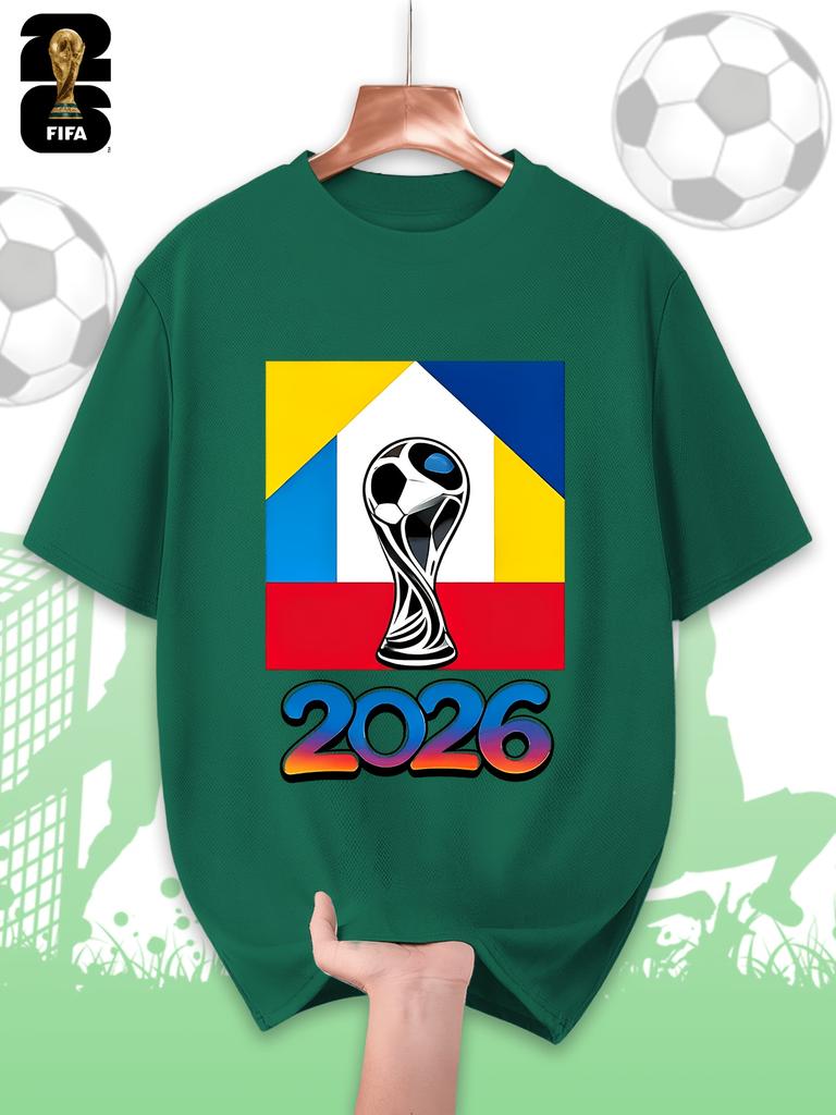 FIFA World Cup Men's Printed Short-sleeved T-shirt, a Fashionable and Trendy Summer Top, Comfortable and Well-fitting