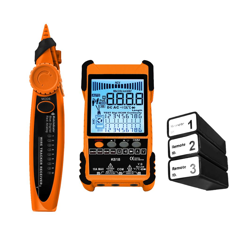 KKNOON  Network Cable Tester Multimeter Lan Cable Tracking POE Test 400M/600M Length Measure Sensitivity Adjustable Line Tracke