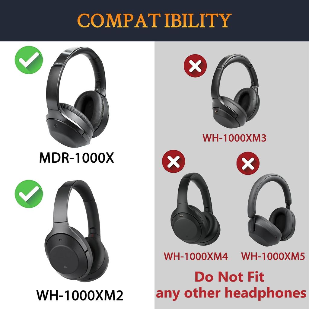 SOULWIT Ear Pad Headband Set for Sony Headset Replacement Kit Headphone Replacement Ear DIY Head Strap Repair Parts Gold + WH-1000XM2 (WH1000XM2) &