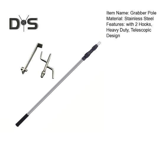 Bară telescopică de prindere a încărcăturii pentru camion, cu 2 cârlige, din oțel inoxidabil, pentru platforma camionetei, instrument de recuperare a căruciorului, tijă telescopică de împingere și tragere, rezistentă