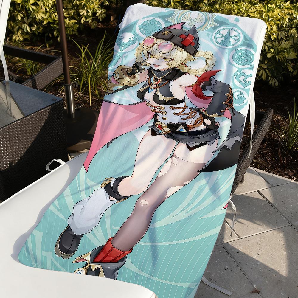 Genshin Impact Jahoda Game Towel Sports Quick Dry Travel Camping Gear Sandproof Soft Light Large Beach Towel