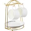 Iron Teacup and Saucer Display Stand Arched Rack for Hanging Cups Storing Saucers Kitchen Coffee Shop Cabinet Counter Storage