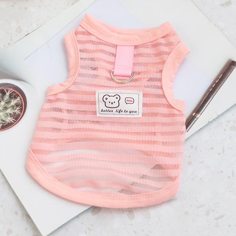 

Весенне-летняя дышащая кошачья жилетка, полая полосатая тяговая жилетка для котенка, тонкая двухногая одежда для питомца M (recommended weight 5-4 kg)