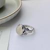 Imitation White Chalcedony Retro Ring Female Thai Silver Versatile Personality Literary and Artistic Fan