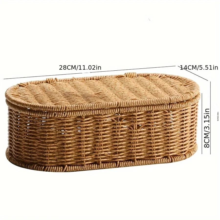 Boho-Stil Geflochtener Aufbewahrungskorb aus Kunst rattan – Geflochtene Box, Staubdichter Geschirrkorb, Heimdekoration & Küchenorganisation