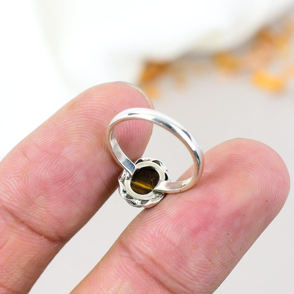 Tiger Eye 925 Sterling Silver Brown Gemstone Handmade Jewelry For Women
