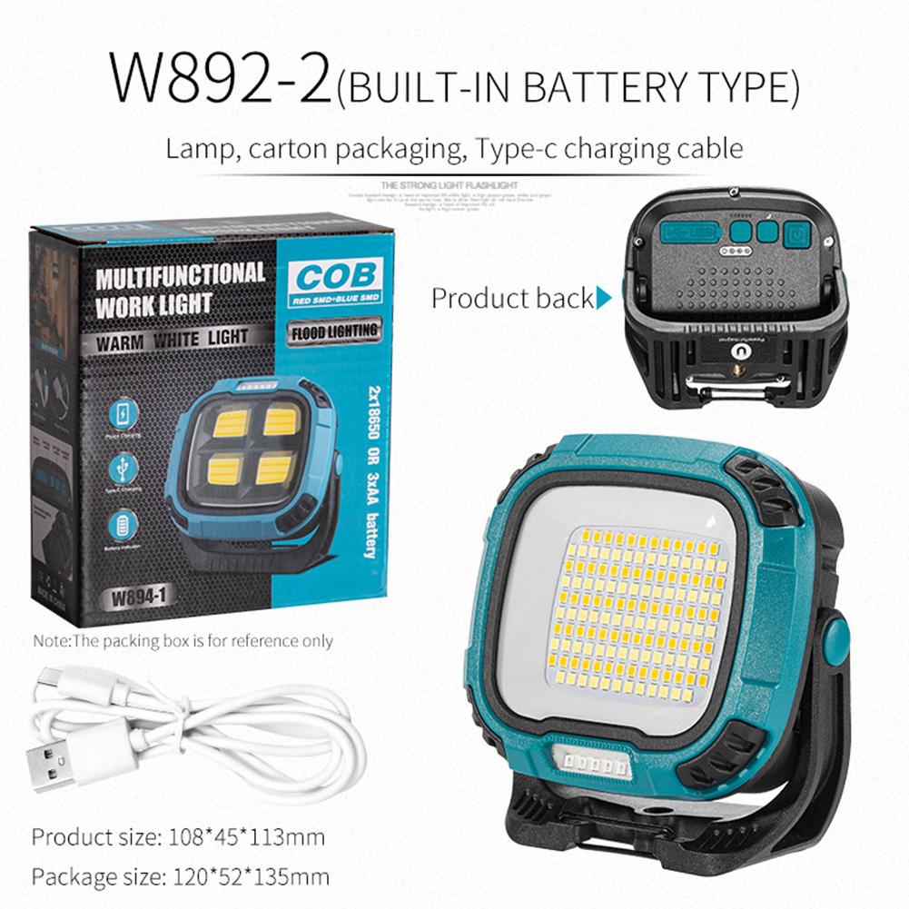 LED Camping Flashlight Portable Floodlight Type-C Rechargeable Cordless Emergency Light Camping Torch for Camping Hiking