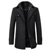 Autumn and Winter Men's Woolen Coat Medium and Long Double-necked Woolen Coat Men's Business Casual Cotton Woolen Coat