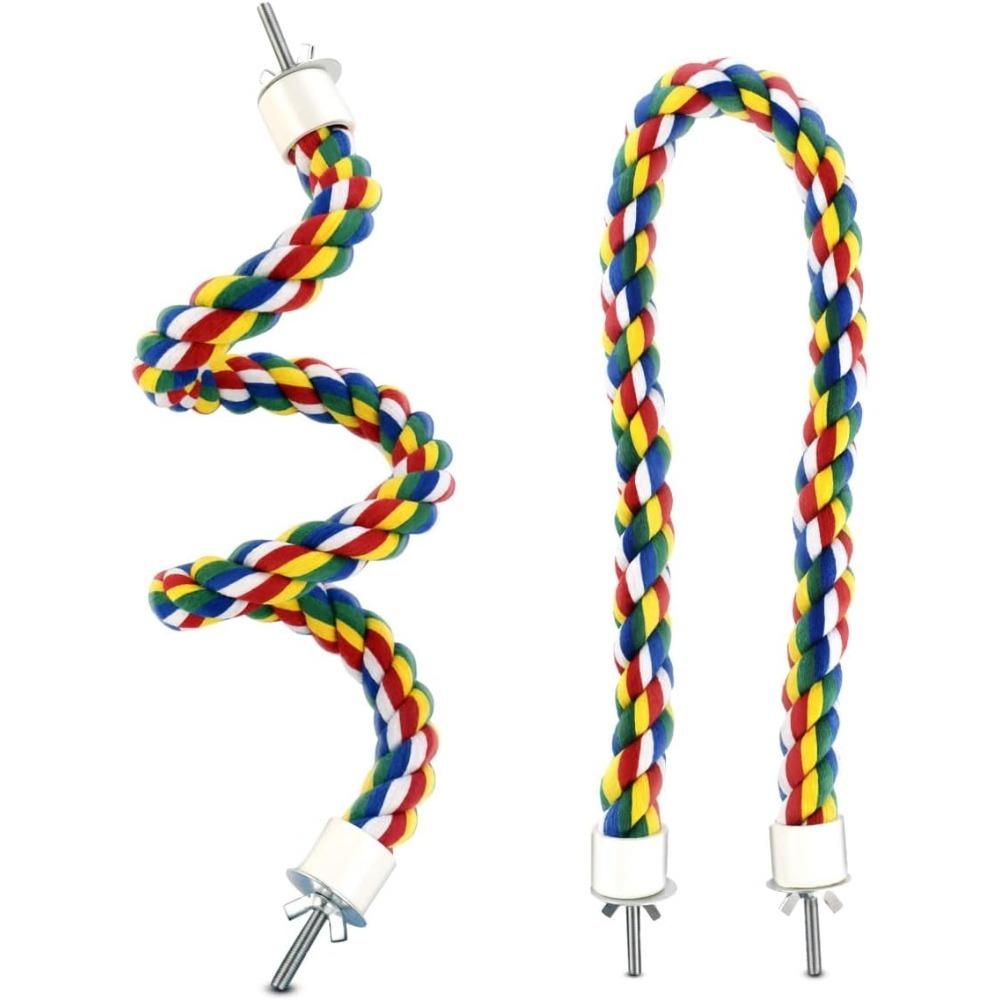 1PC Random Color Parrot Cotton Rope Colorful Bite Toy Climbing Stand Bird Parrot Cage Accessories Pet Toys Fixable Parrot Rope