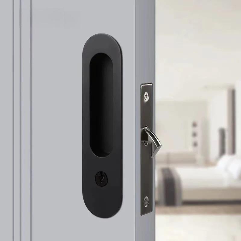 Sliding Door Lock Shift Door Lock Invisible Wooden Door Lock Dark Door Black Shift Door Handle Trip Kitchen Bathroom Door Lock