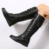 Winter Boots for Women Combat Cowboy Knee High Long Artificial Leather Platform Shoes Black Gothic Rock Punk Solid Women's Boots