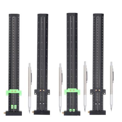 T Type Scribing Ruler Aluminum Alloy Multifunctional Portable Woodworking Ruler T Square with Pen Fo
