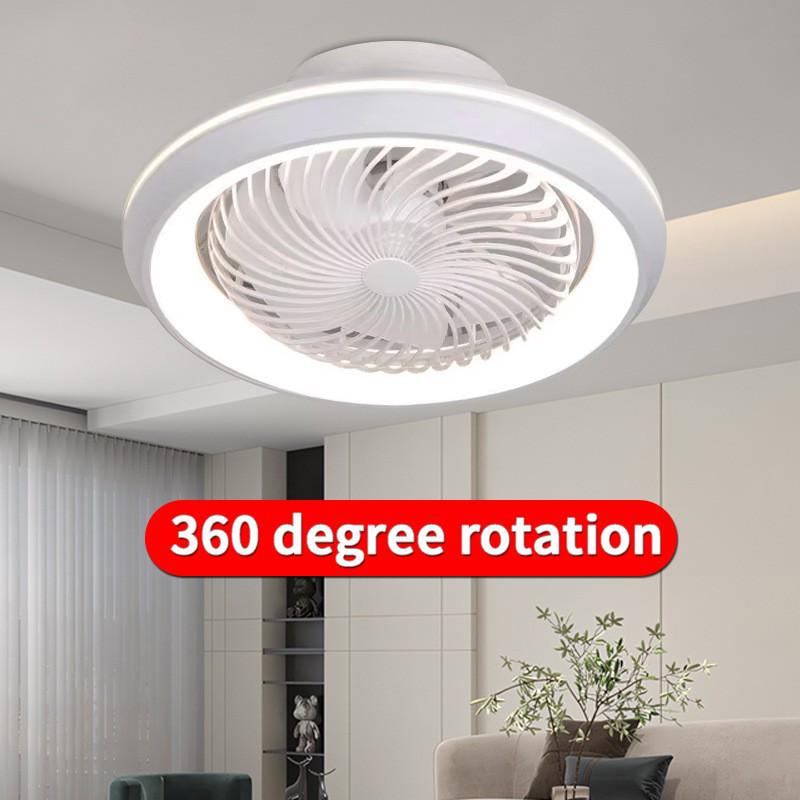 Smart Silent Ceiling Fan with 360° Rotating Light for Living Room or Bedroom