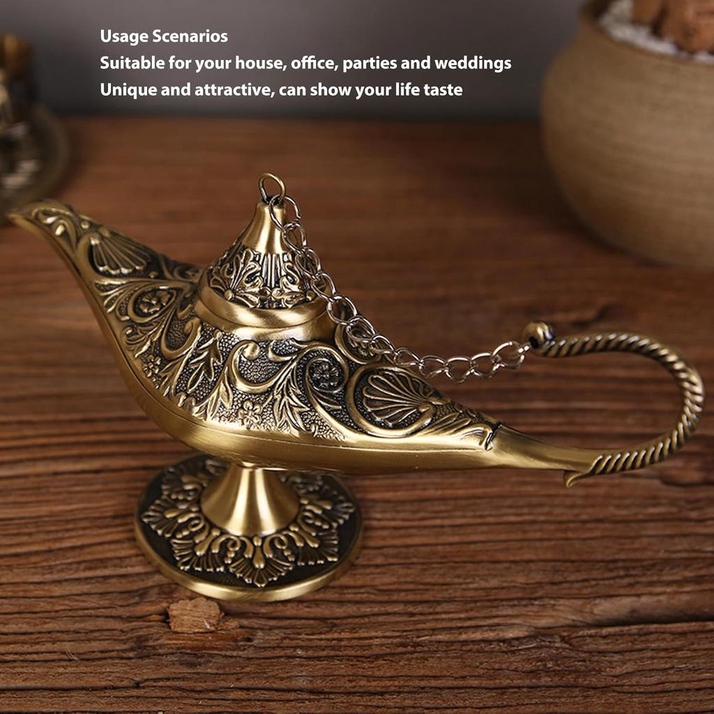Vintage Magic Lamp, Genie Collector ' s Edition/Wedding Table Decoration, Wishing Light Ornaments, Aladding Magic Genie Lamp for Costume Props, Home