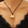 Minimalist Fashion Matte Metal Geometry Five-pointed Star Flower Lock-shaped Pendant Black Rope Chain Necklace for Women Jewelry