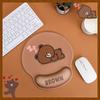 Newseego Mouse Pad with Integrated Wrist Memory Ergonomic Wrist Reduces Wrist for Gaming and Stylish Brown Bear Design Brown Rest, Foam, Cushion,