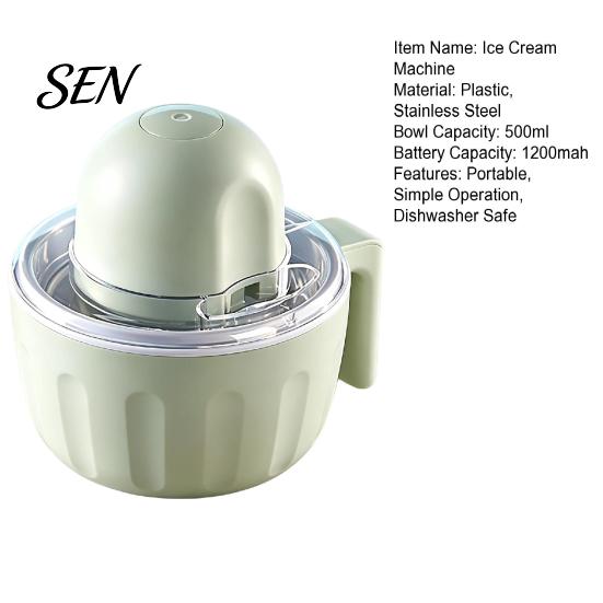 Removable Dishwasher Safe Parts Ice Cream Maker Mug, Cordless Machine, Rechargeable Compact Freezer Friendly Design Mini Bowl for Homemade Gelato