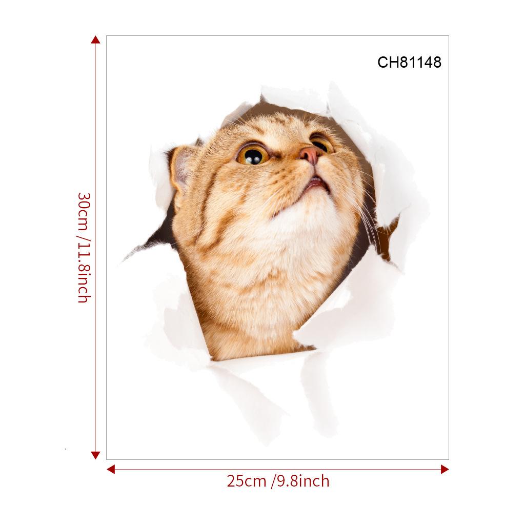 Lovely Cat Toilet Stickers For Wc Washroom Decoration Diy Vivid 3d Look Pet Animal Home Decals Pvc Wall Mural Art Print Posters