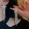 Zirconia Five-Pointed Star Tassel Stud Earrings, Elegant Korean Light Luxury High-End Jewelry