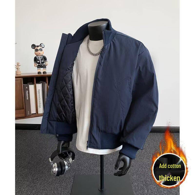 Męska Zimowa Bawełniana Kurtka Baseballowa ze Stójką - Ciepła i Wszechstronna, Luźny Krój