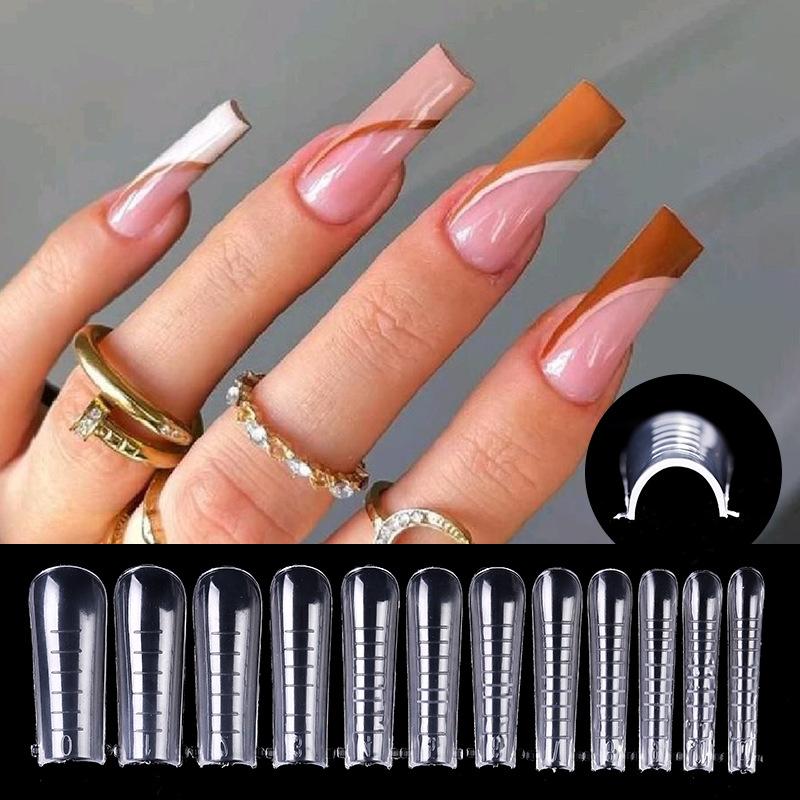 Nail Art sømløse negleputer, ultratynne fulle klistremerker, transparente halvklistremerker, utvidede negleputer, falske neglelapper, i pose.